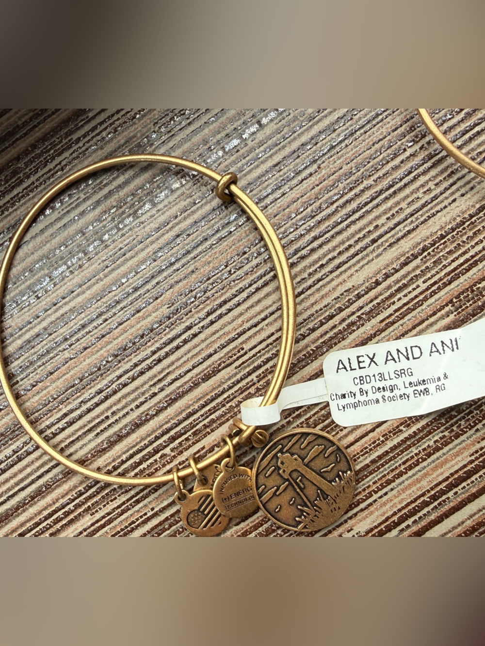 Alex and Ani Lighthouse Charity Bangle – Leukemia & Lymphoma Society –Gold – NWT